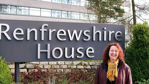 Anne Hannigan outside Renfrewshire House