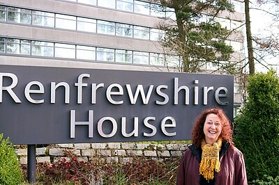 Anne Hannigan outside Renfrewshire House