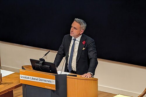 Alex Cole-Hamilton speaking at Scottish Liberal Democrat Autumn Conference